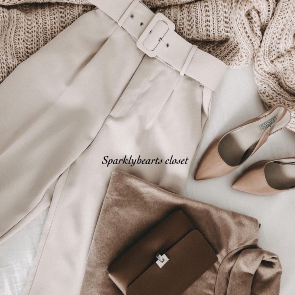 New Zara Belted Ecru Pants - Picture 11 of 11